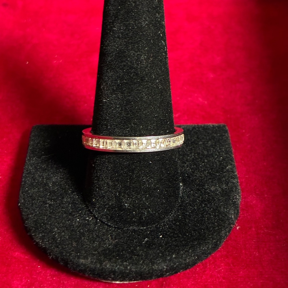 Men's Silver Tone Single Row Baguette Channel Set Ring - Size 11